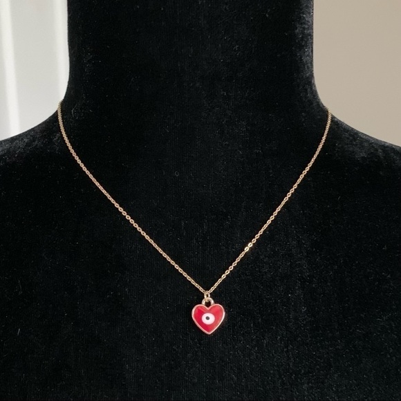 Set of 2 Gold Tone Layering Necklaces with Heart - Picture 4 of 5